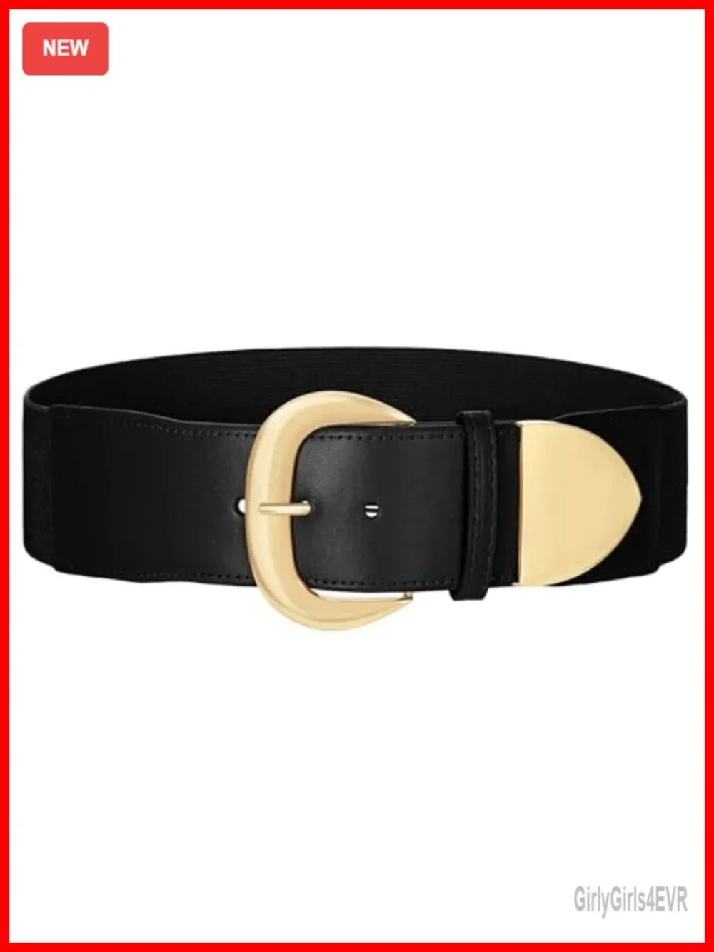 Women Wide Elastic Belt Stretchy Gold Buckle Fashion Waist Belt Trendy Dress